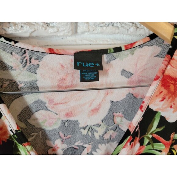 Rue 21 Women Dress 3X Mini Sheath Black Pink Floral Short Sleeve FLO206XE - Picture 9 of 11